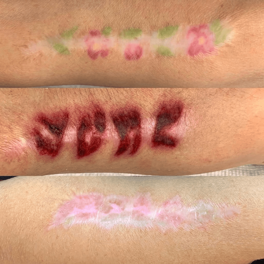 Permanent makeup brow correction close-up result